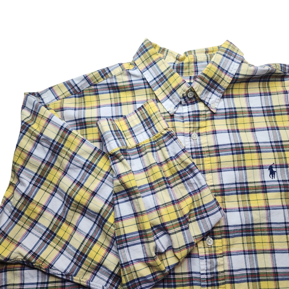 Ralph Lauren Classic Fit Plaid Long Sleeve‎ Button Down Shirt Men's XXL Heavy